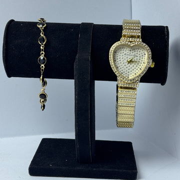 Luxury golden stones watch with bracelet