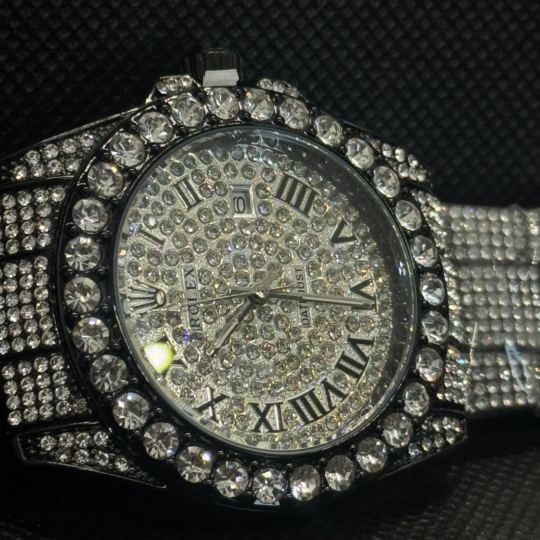 Black Rolex Full Stone Watch